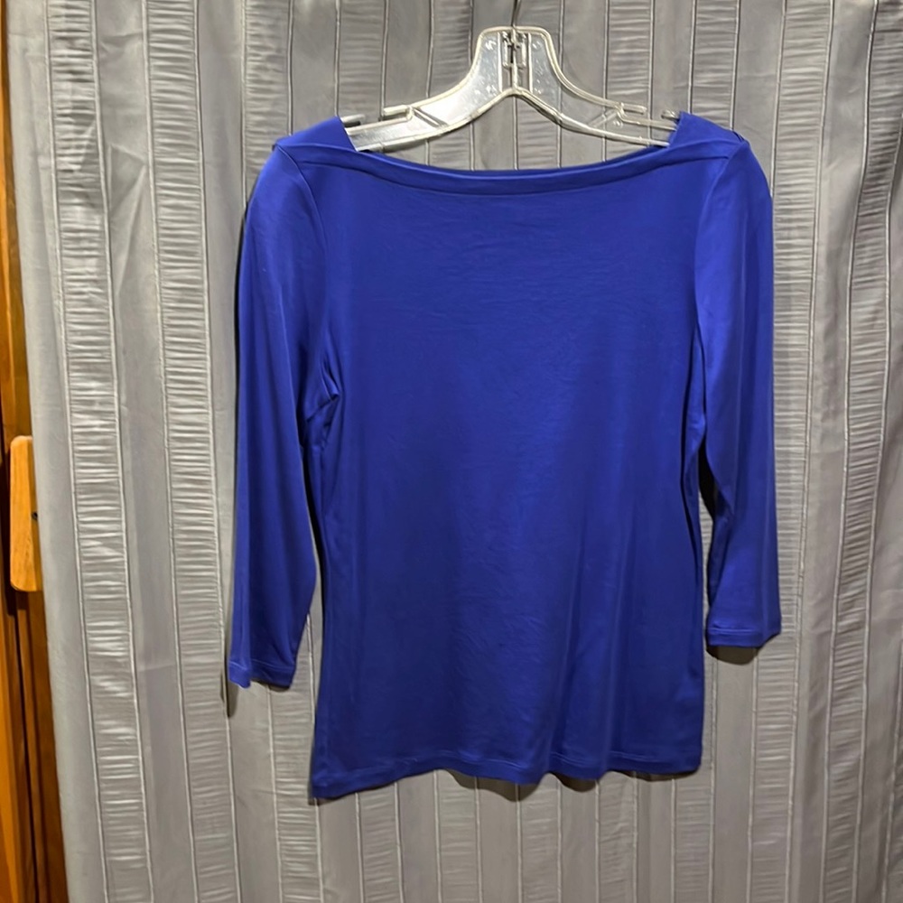 Talbots blue square neck 3/4 sleeve top Size Sp